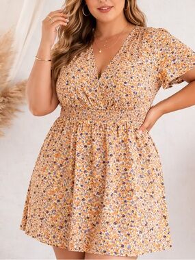 Chic Floral Midi Dress with V-Neck